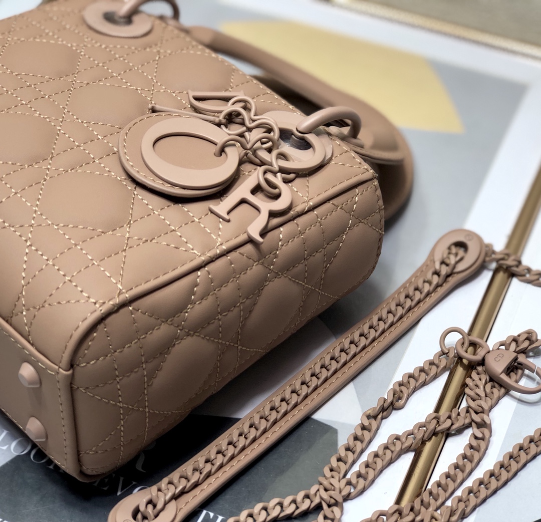 Mini Lady Dior Bag Biscuit Ultramatte Cannage Calfskin